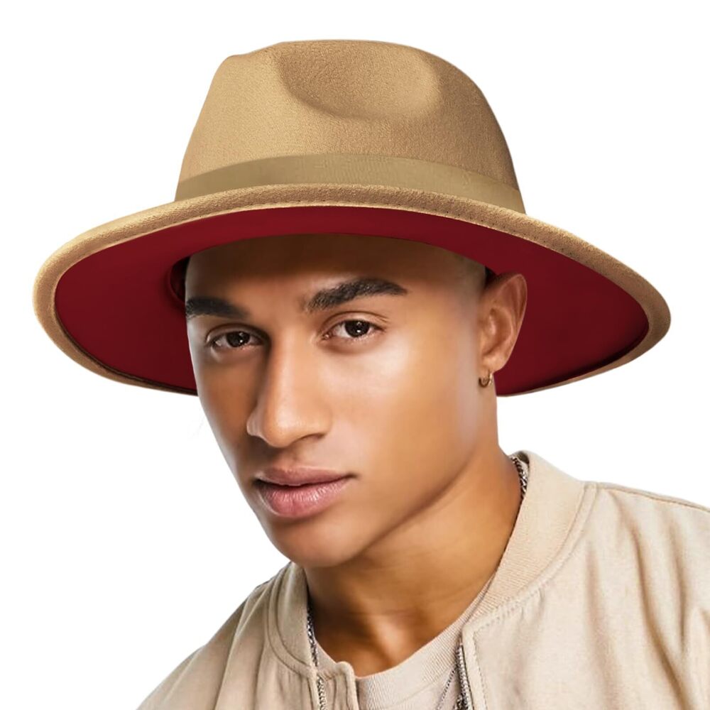 7354 Two Tone Fedora Hats and Wide Brim Fedora Hats Rancher Hat Panama Hat